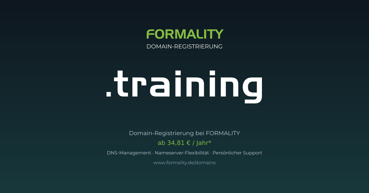 .training-Domain ab 34,81 € pro Jahr registrieren