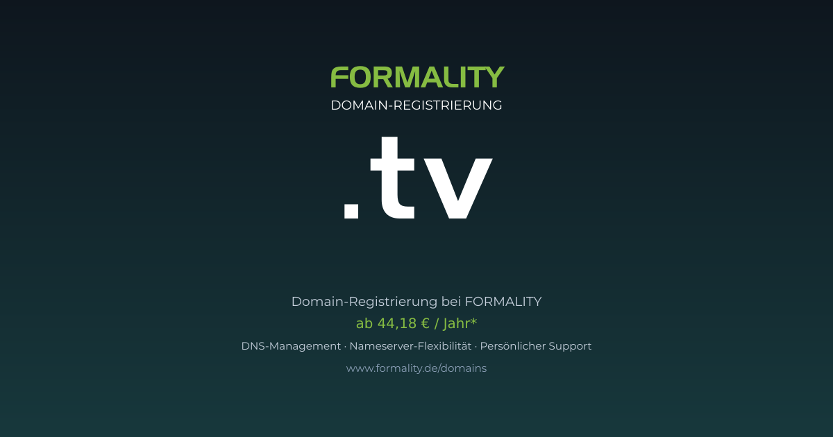 .tv-Domain prüfen & registrieren ab 44,18 €/Jahr | FORMALITY
