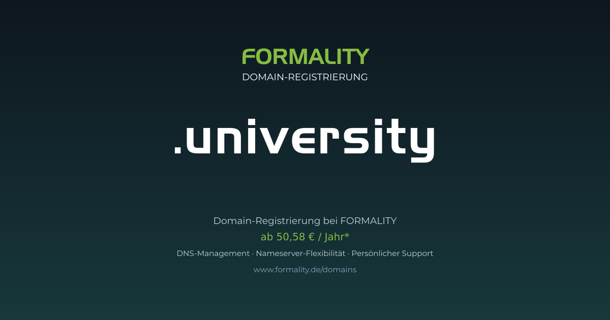.university-Domain ab 50,58 € pro Jahr registrieren
