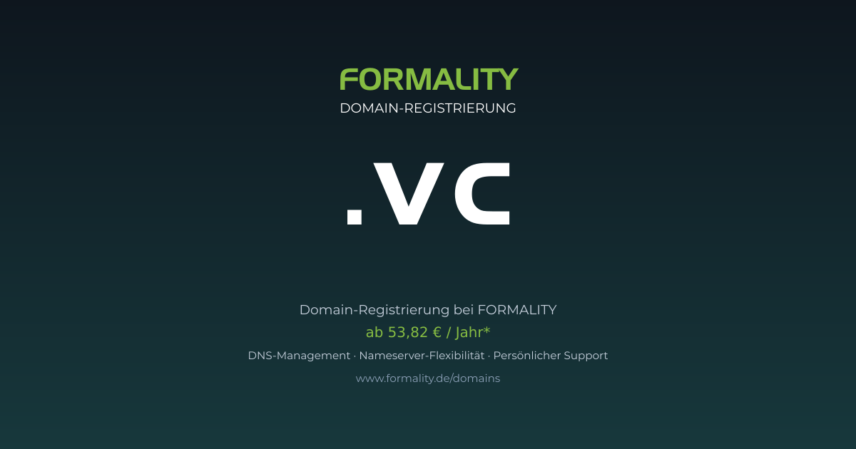 .vc-Domain prüfen & registrieren ab 53,82 €/Jahr | FORMALITY