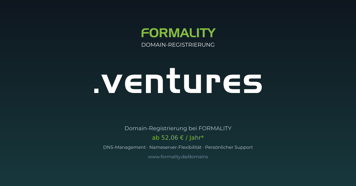 .ventures-Domain prüfen & registrieren ab 52,06 €/Jahr | FORMALITY