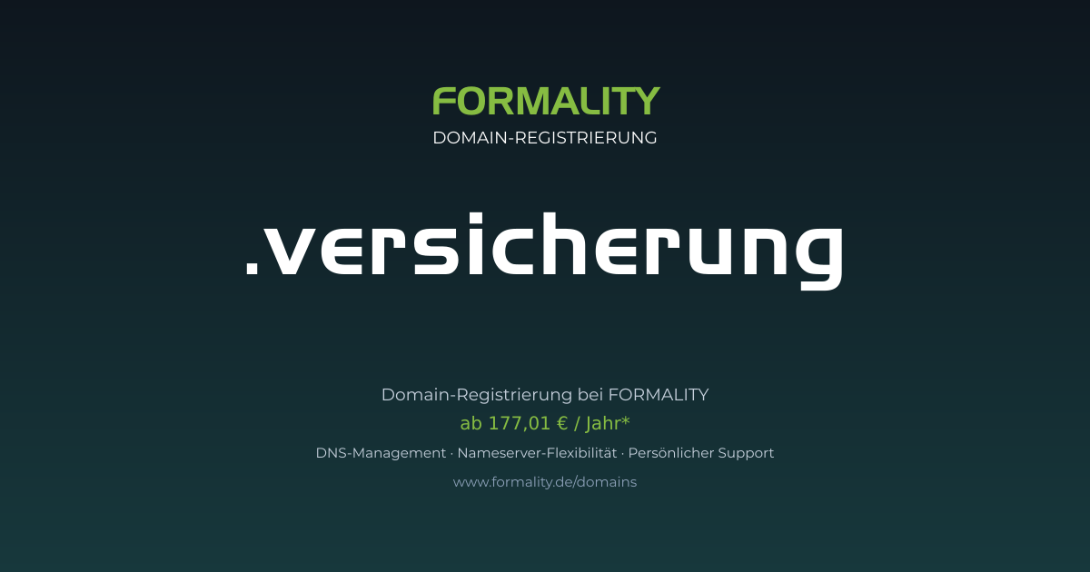 .versicherung-Domain prüfen & registrieren ab 177,01 €/Jahr | FORMALITY