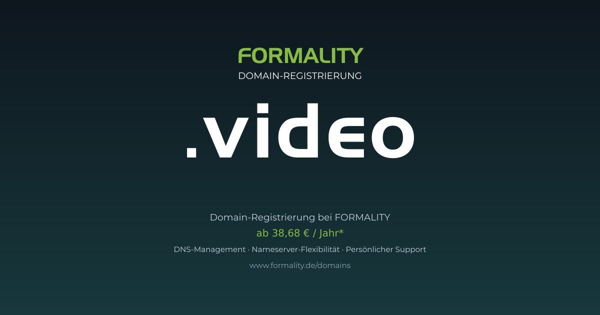 .video-Domain ab 38,68 € pro Jahr registrieren