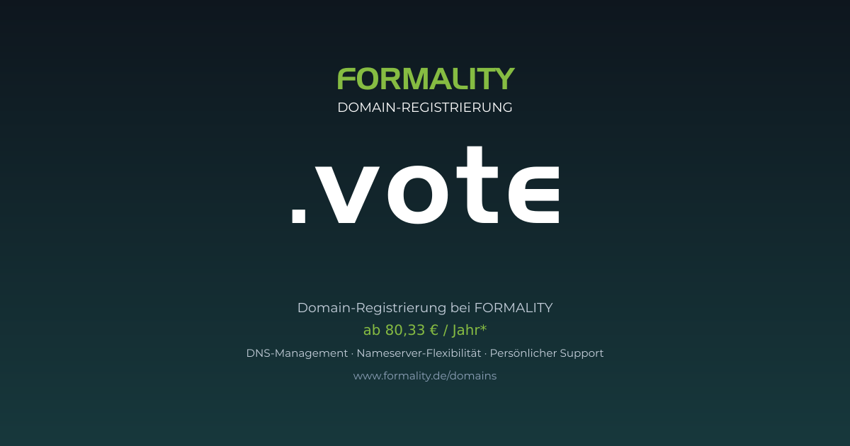 .vote-Domain prüfen & registrieren ab 80,33 €/Jahr | FORMALITY