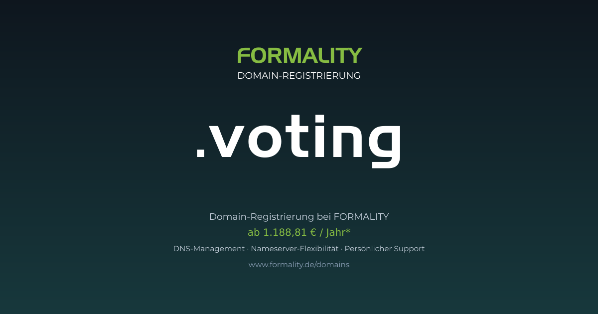 .voting-Domain prüfen & registrieren ab 1188,81 €/Jahr | FORMALITY