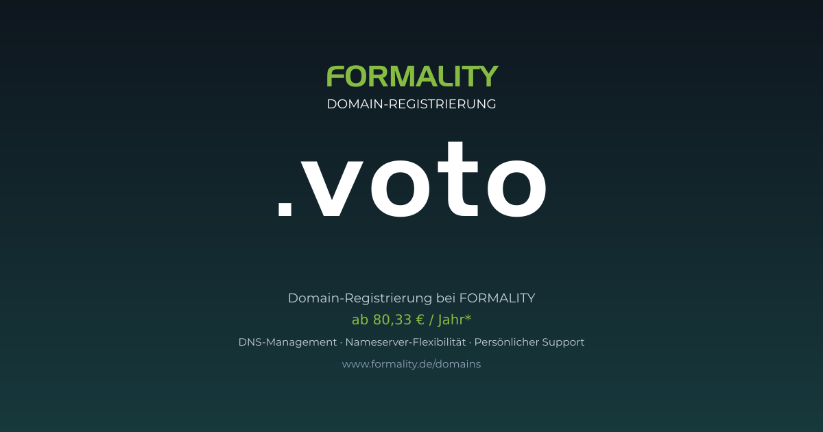 .voto-Domain prüfen & registrieren ab 80,33 €/Jahr | FORMALITY