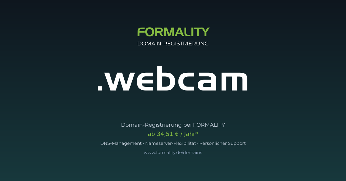 .webcam-Domain ab 34,51 € pro Jahr registrieren