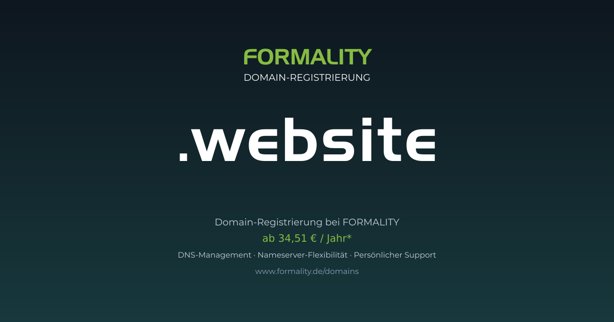 .website-Domain prüfen & registrieren ab 34,51 €/Jahr | FORMALITY