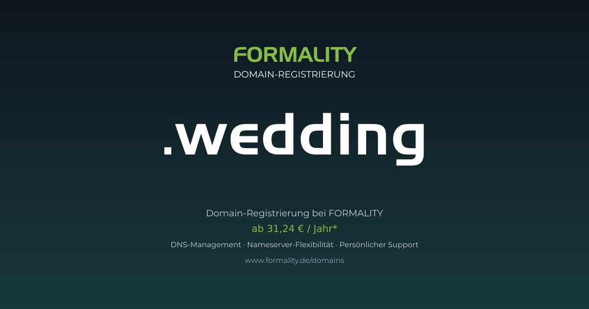 .wedding-Domain ab 31,24 € pro Jahr registrieren