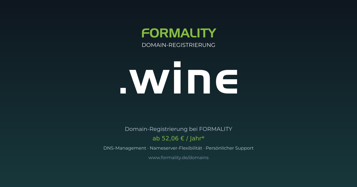 .wine-Domain prüfen & registrieren ab 52,06 €/Jahr | FORMALITY