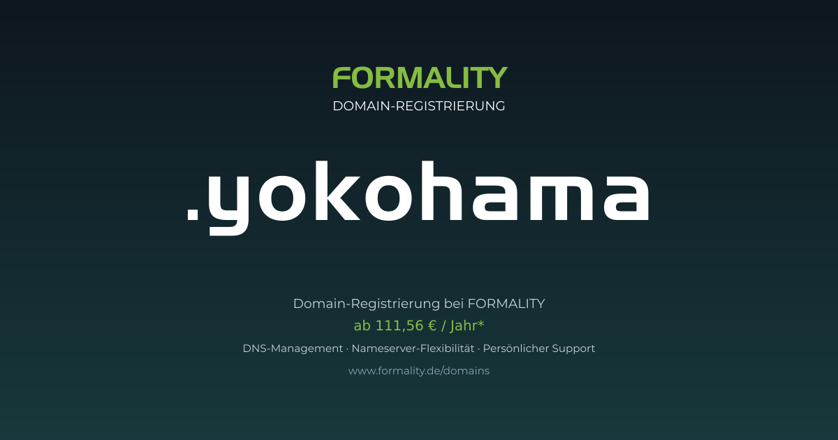 .yokohama-Domain prüfen & registrieren ab 111,56 €/Jahr | FORMALITY