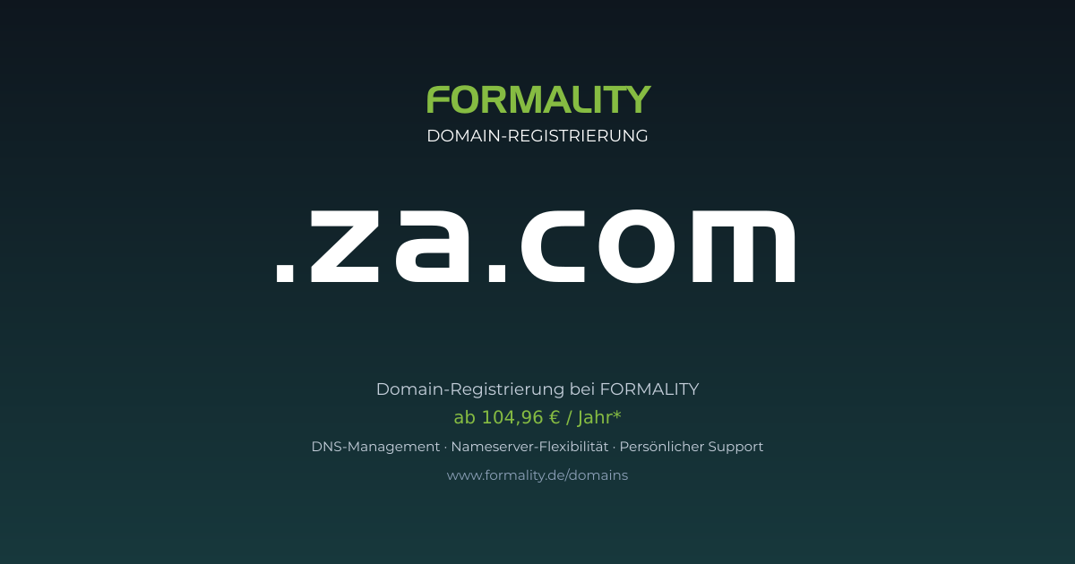 .za.com-Domain prüfen & registrieren ab 104,96 €/Jahr | FORMALITY